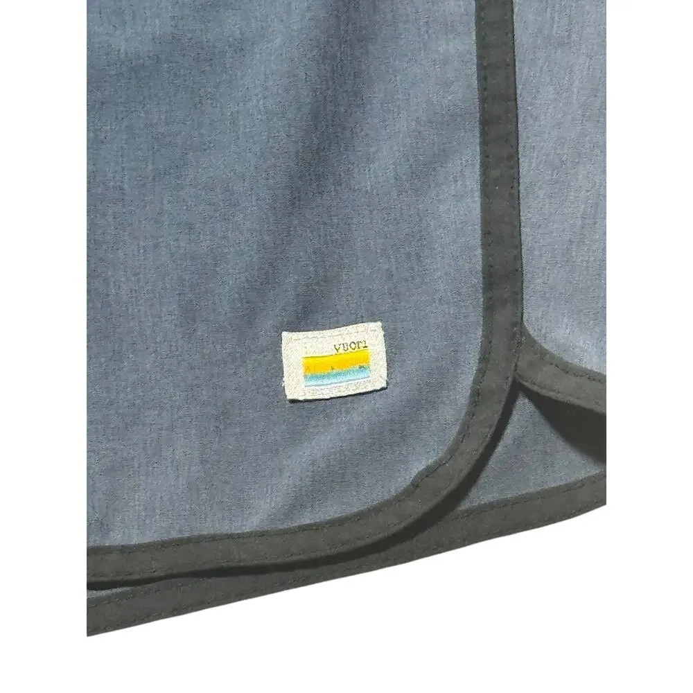 Vuori Swim Banks Shorts Mens XL Azure Blue Drawstring Waist Zipper Pocket Logo